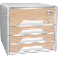 CEP Schubladenbox Smoove SECURE Silva, 4 Schübe, weiß/Buche