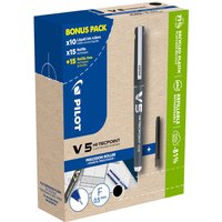 PILOT Tintenroller V5 HI-TECPOINT, schwarz, BONUSPACK
