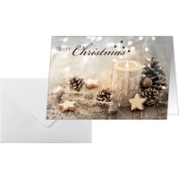 sigel Weihnachtskarte , Beige Christmas Candle, , A6 quer (A5)