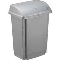 plast team Schwingdeckel-Abfalleimer, 15 Liter, silber