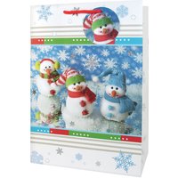 CACTUS Weihnachts-Geschenktüte , 3 Schneemänner, , groß