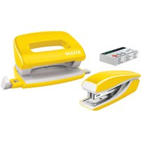 LEITZ Heftgerät- & Locher-Set Mini Nexxt WOW, gelb