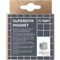 sigel Neodym-Würfelmagnet , Strong, C5, 5er Set, silber