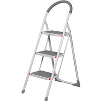 Bradas Stahl-Klappleiter, 3 Stufen, weiß/grau