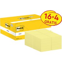 Post-it Haftnotizen notes, 76 x 76 mm, gelb, 16 + 4 gratis