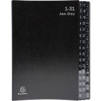 EXACOMPTA Pultordner, DIN A4, 1-12/1-31/, 44 Fächer, schwarz