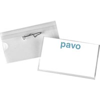 pavo Namensschild, mit Wellennadel, 40 x 75 mm, transparent