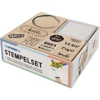 folia Motivstempel-Set , Lettering, , aus Holz, 12-teilig