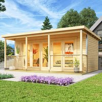 Orello – Modernes Gartenhaus mit Panoramafalttüren aus Massivholz | Orello 2 mit 44 mm Wandstärke
