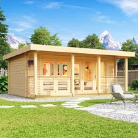 Orello – Modernes Gartenhaus mit Panoramafalttüren aus Massivholz | Orello 1 mit 70 mm Wandstärke