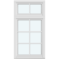 Inåtgående fönster | 1 fast ram med 1 vertikal spröjs, 1 båge med 2 horisontala och 1 vertikal spröjs