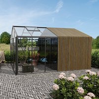 aluminiumväxthus med förvaringsutrymme accoya fusion | aluminium – begränsad upplaga växthus med inbyggd förvaring