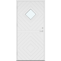 Outswing Panel Entry Doors | Profiled panel with diamond and diagonal lines and diamond-shaped glass