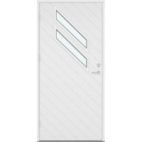 Outswing Panel Entry Doors | Profiled panel with diagonal lines and 2 diagonal glass sections