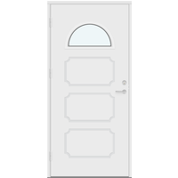 Outswing Panel Entry Doors | Profiled panel with rectangles and half-round glass