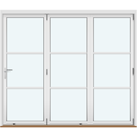 Outswing Bifold Doors | 3 Panels with 2 Horizontal Decorative Bars, Folds Right