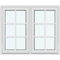 Historic-Style Two-Sash Outward-Opening Casement Window | 2 sashes with 2 horizontal decorative bars and 1 vertical decorative bar