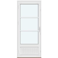 Historic-Style Single-Panel Outswing Patio Doors | 1 glazed door leaf with 2 horizontal decorative bars and 1 panel
