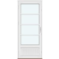Historic-Style Single-Panel Outswing Patio Doors | 1 glazed door leaf with 3 horizontal decorative bars and 1 panel