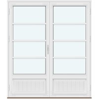 Historic-Style Two-Panel Outswing Patio Doors | 2 door leaves with panels and 3 horizontal decorative bars