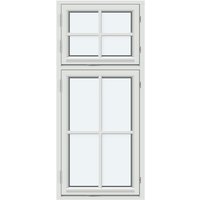 Kombi Outward-Opening Casement Window | 1 fixed glazed section with 1 horizontal and 1 vertical decorative bar; 1 sash with 1 horizontal and 1 vertical decorative bar