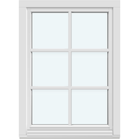 Single-Sash Inward-Opening Window | 1 sash with 2 horizontal decorative bars and 1 vertical decorative bar