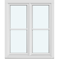Two-Sash Inward-Opening Window | 2 Outward-Opening Side-Hung Sashes with 1 Horizontal Decorative Bar