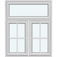 Two-Sash Outward-Opening Vertical Pivot Window | 1 fixed glazed section without decorative bars; 2 sashes with 1 horizontal and 1 vertical decorative bar
