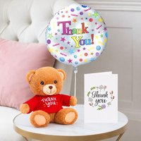 Keelco Thank You Bear (15cm) & Thank You Balloon & Thank You Card