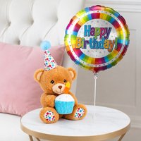 Keeleco Happy Birthday Bear (15cm) & Happy Birthday Balloon
