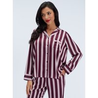 Oversized striped satin long pyjama set 06