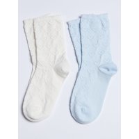 2 pack heart cotton pointelle ankle socks Mix OS