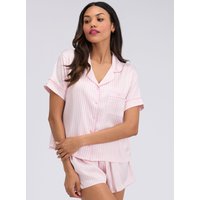 Striped oversized satin short pyjama set Mix 06