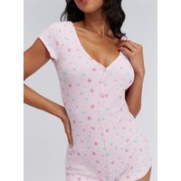 Floral ribbed short playsuit Mix 06