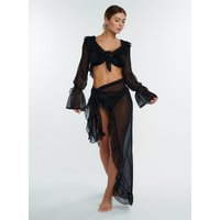 Chiffon ruffle tie maxi skirt M