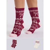 2 pack fairisle cherry & bow ankle socks OS