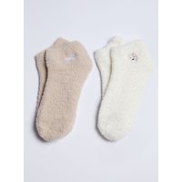 2 pack bear & bow fluffy trainer socks Mix OS