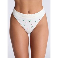 Ribbed seamless holly embroidered thong Mix M