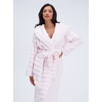 Bubble texture fluffy long dressing gown Powder