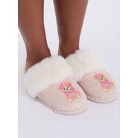 Teddy embroidered fluffy mule slippers Mix 3 4