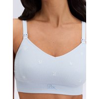 Nursing ribbed bow embroidered bralette L