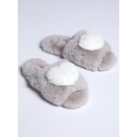 Plush heart slider slippers 3 4