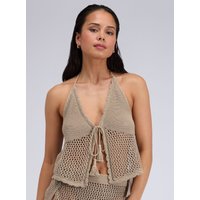 Knitted halterneck beach top L