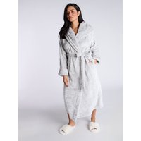 Fluffy cut fur long dressing gown L