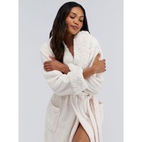 Fur trimmed long dressing gown M