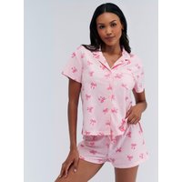 Bow & heart pyjama shorties bag Powder 08