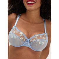 Camille sheer embroidered balconette bra Arctic