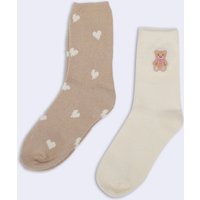 2 pack teddy bear cosy socks Mix OS