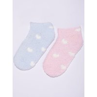 2 pack heart fluffy trainer socks Mix OS