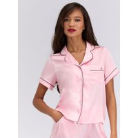 Luxe satin short sleeved pyjama top Light 06